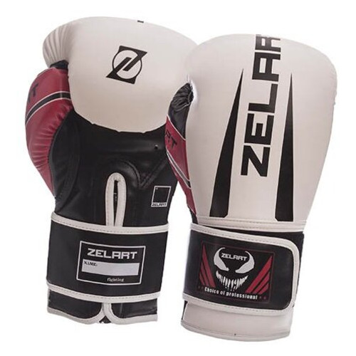 Боксерські рукавички Zelart BO-1323 10oz Біло-чорно-червоний (37363051) фото №1
