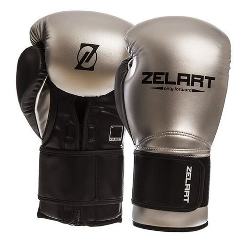 Боксерські рукавички Zelart BO-1384 10oz Срібно-чорний (37363056) фото №1