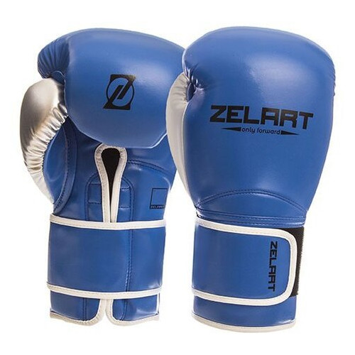Боксерські рукавички Zelart BO-1384 10oz Синьо-срібний (37363056) фото №1