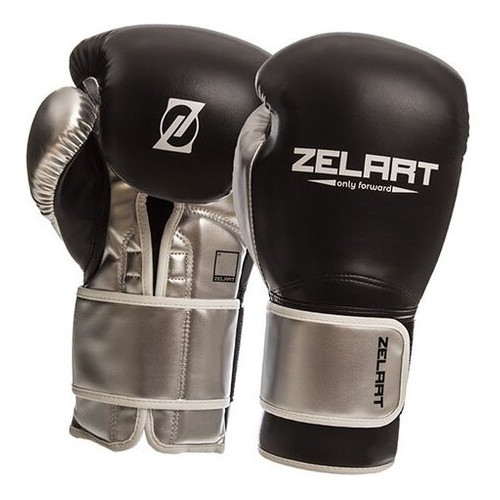 Боксерські рукавички Zelart BO-1384 10oz Чорно-срібний (37363056) фото №1