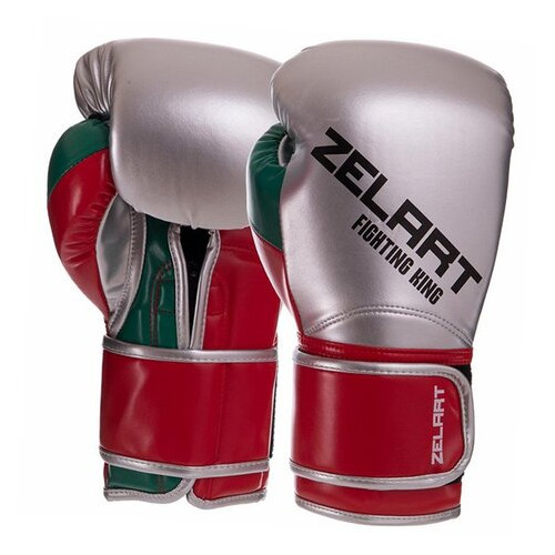 Боксерські рукавички Zelart BO-2887 10oz Зелено-червоний (37363119) фото №1