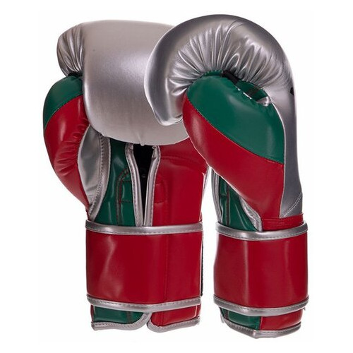 Боксерські рукавички Zelart BO-2887 10oz Зелено-червоний (37363119) фото №2