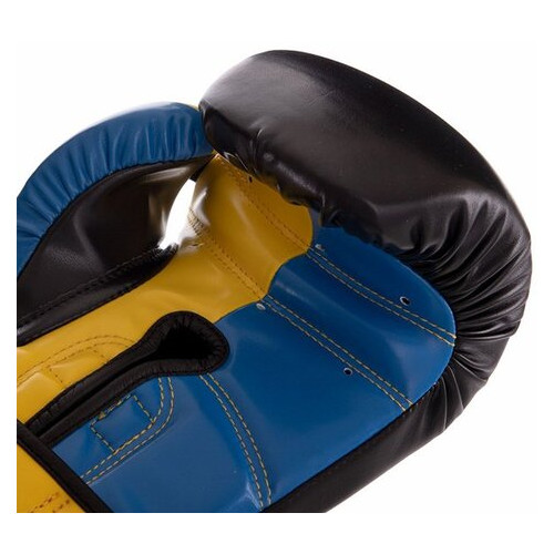 Боксерські рукавички Zelart BO-2887 10oz Сине-желто-чорний (37363119) фото №4
