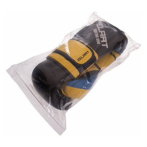 Боксерські рукавички Zelart BO-2887 10oz Сине-желто-чорний (37363119) фото №5