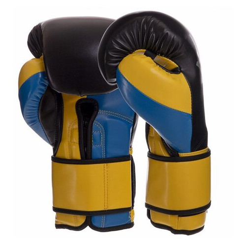 Боксерські рукавички Zelart BO-2887 10oz Сине-желто-чорний (37363119) фото №2
