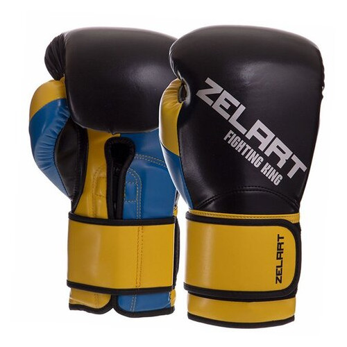 Боксерські рукавички Zelart BO-2887 10oz Сине-желто-чорний (37363119) фото №1