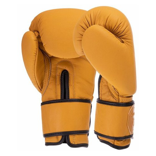Боксерські рукавички шкіряні Zelart VL-3074 12oz Жовтий (37363123) фото №2