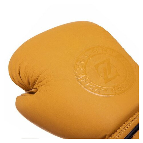 Боксерські рукавички шкіряні Zelart VL-3074 12oz Жовтий (37363123) фото №3