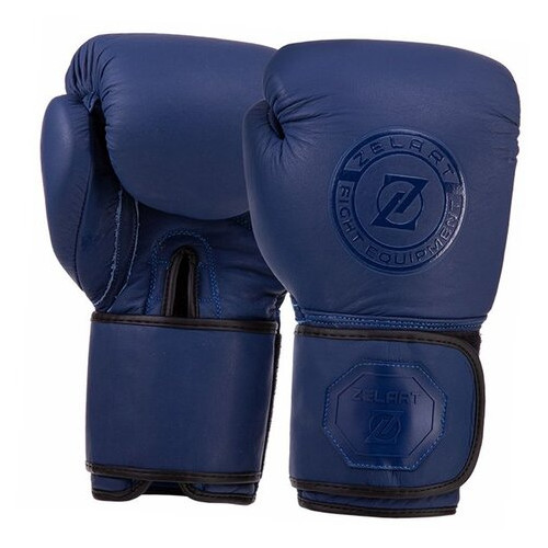 Боксерські рукавички шкіряні Zelart VL-3074 12oz Синій (37363123) фото №1