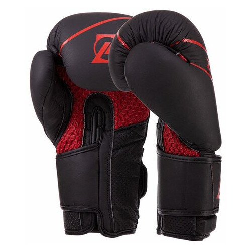 Боксерські рукавички шкіряні на липучці Zelart VL-3149 10oz Чорно-червоний (37363126) фото №2