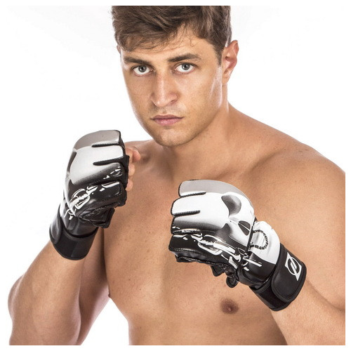 Рукавички для змішаних єдиноборств MMA Zelart BO-1319 L Чорно-білий (37363152) фото №2