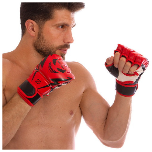Рукавички для змішаних єдиноборств MMA Zelart BO-1374 L Червоно-чорний (37363153) фото №2