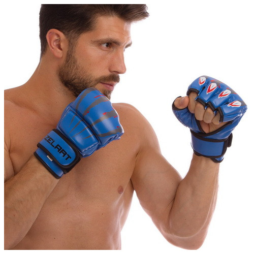 Рукавички для змішаних єдиноборств MMA Zelart BO-1394 M Синій (37363154) фото №2