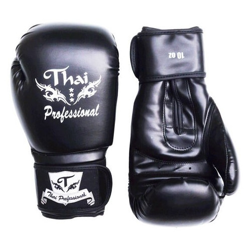 Боксерські рукавички Thai Professional BG3 (8oz) Чорні фото №3