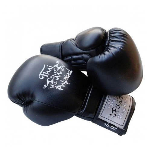Боксерські рукавички Thai Professional BG3 NEW(10oz) Чорні фото №1