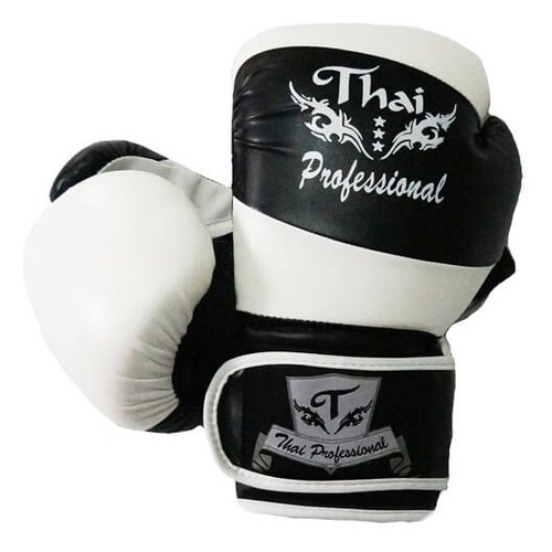 Боксерські рукавички Thai Professional BG7 (10oz) Чорні з білим фото №1