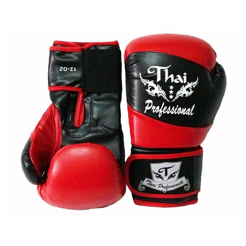Боксерські рукавички Thai Professional BG7 (10oz) Чорні з червоним фото №2