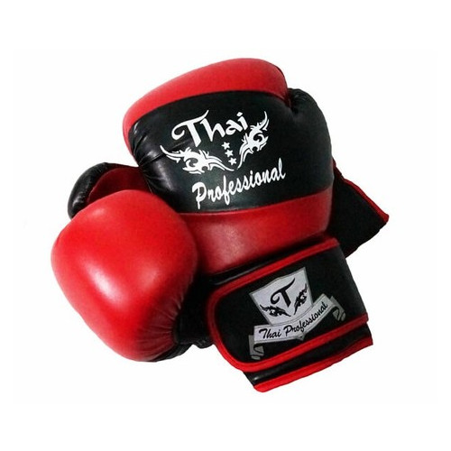 Боксерські рукавички Thai Professional BG7 (10oz) Чорні з червоним фото №1