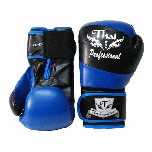 Боксерські рукавички Thai Professional BG7 (10oz) Чорні із синім фото №2