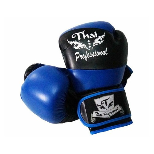 Боксерські рукавички Thai Professional BG7 (12oz) Чорні із синім фото №1