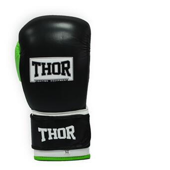Боксерські рукавички Thor Typhoon 8027/01(Leather) Black/Green/White 12 oz фото №2