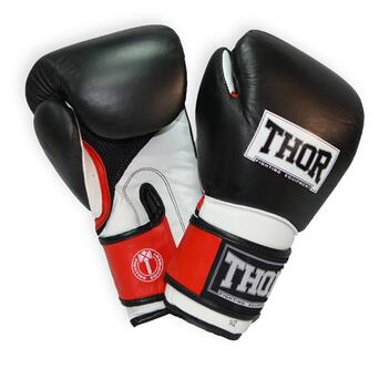 Боксерські рукавички Thor Pro King 8041/02 (Leather) Black/Red/White 14 oz фото №1
