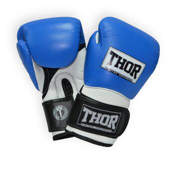 Боксерські рукавички Thor Pro King 8041/03 (Leather) Blue/White/Black 10 oz фото №1