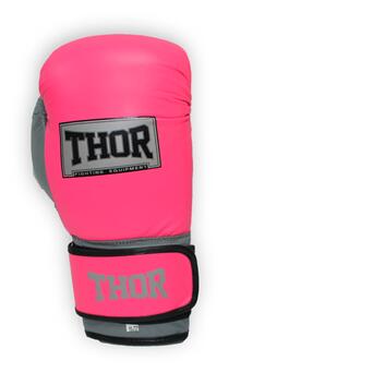 Боксерські рукавички THOR TYPHOON 14oz /Шкіра/рожево-біло-сірі фото №2