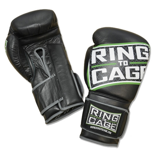 Боксерські рукавички Ring To Cage Deluxe MiM-Foam Sparring Gloves - Safety Strap 16 унций Черные фото №1