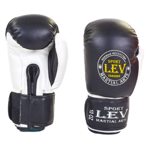 Боксерські рукавички Lev Sport LV-4281 10oz Чорно-білий (37423006) фото №2