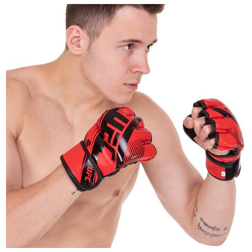 Рукавички гібридні для єдиноборств ММА UFC Rush BO-0481 L Червоний (37512095) фото №5