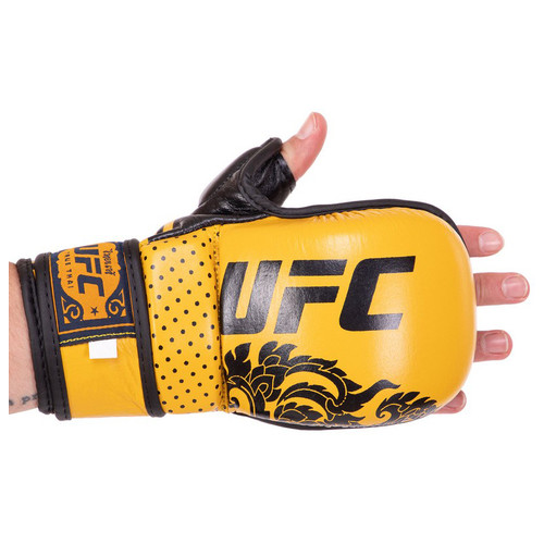 Рукавички гібридні для єдиноборств ММА UFC True Thai BO-0487 L Жовтий (37512097) фото №2