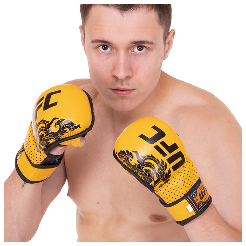 Рукавички гібридні для єдиноборств ММА UFC True Thai BO-0487 L Жовтий (37512097) фото №4