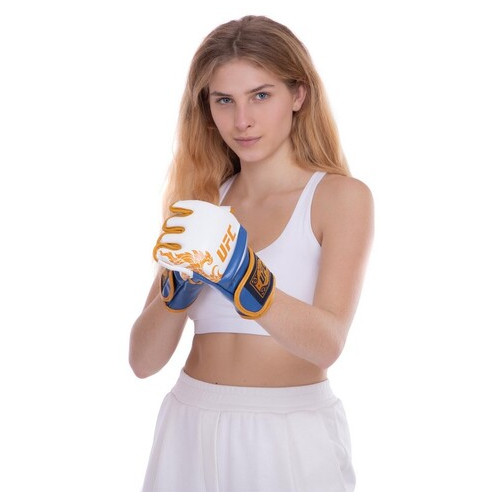 Рукавички гібридні для єдиноборств ММА UFC TrueThai UTT-75399 S/M Синьо-білий (37512102) фото №6