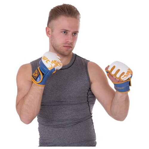 Рукавички гібридні для єдиноборств ММА UFC TrueThai UTT-75399 S/M Синьо-білий (37512102) фото №5