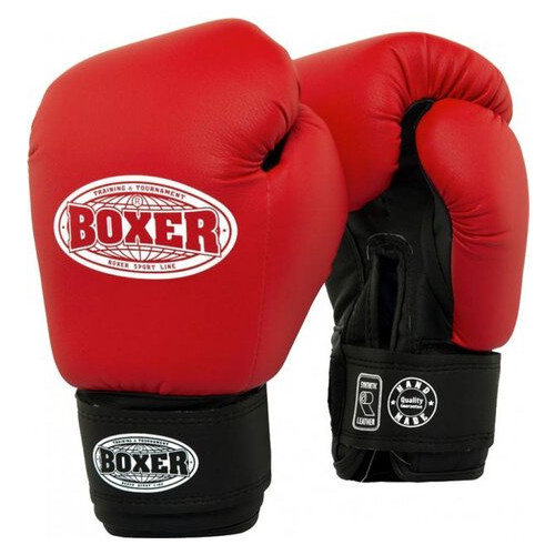 Боксерські рукавички Boxer 12 oz шкіра 0.8 -1 мм червоні (2023-01R) фото №2
