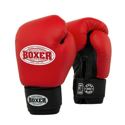 Боксерські рукавички Boxer 12 oz шкіра 0.8 -1 мм червоні (2023-01R) фото №1