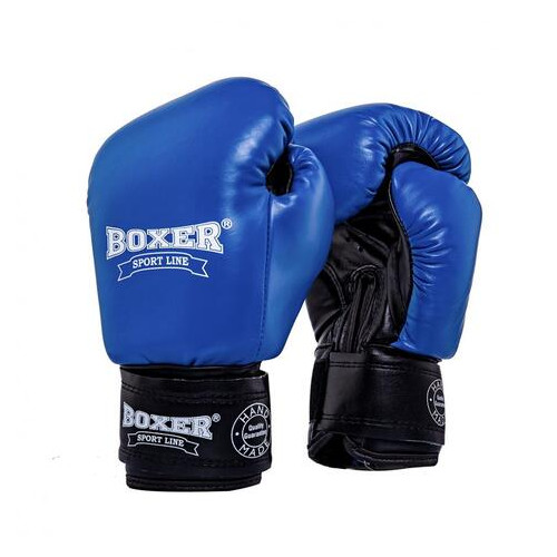 Боксерські рукавички Boxer 12 oz шкіра 0.8 -1 мм сині (2023-01B) фото №1