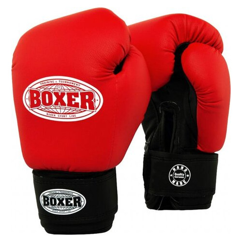 Боксерські рукавички Boxer 10 oz шкіра 0.8 -1 мм червоні (2023-02R) фото №2