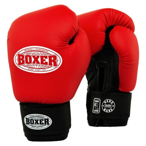 Боксерські рукавички Boxer Еліт 10 oz шкірвініл 0.6 мм червоні (2024-02R) фото №2