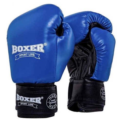 Боксерські рукавички Boxer Еліт 10 oz кожвініл 0.8 мм сині (2022-04B) фото №2