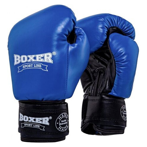 Боксерські рукавички Boxer 8 oz шкірвініл 0,6 мм сині (2024-03B) фото №2