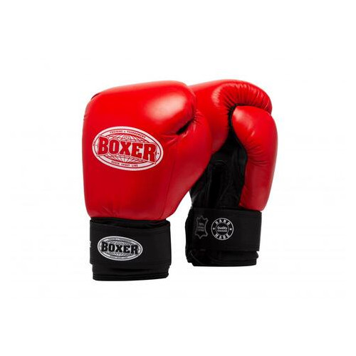 Боксерські рукавички Boxer 8 oz шкіра 0,8-1 мм червоні (2023-03R) фото №2