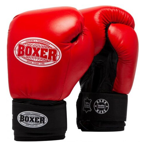 Боксерські рукавички Boxer 8 oz шкіра 0,8-1 мм червоні (2023-03R) фото №1