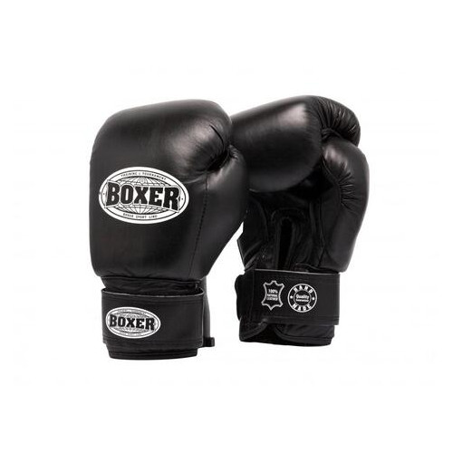 Боксерські рукавички Boxer 8 oz шкіра 0,8-1 мм чорні (2023-03BLK) фото №2