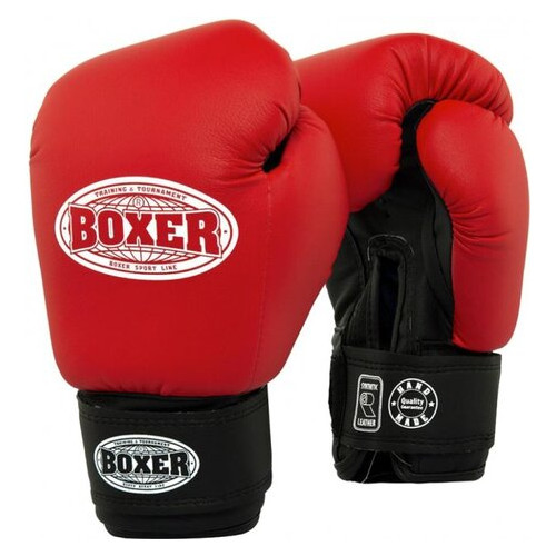 Боксерські рукавички Boxer 8 oz шкірвініл 0,6 мм червоні (2024-03R) фото №1
