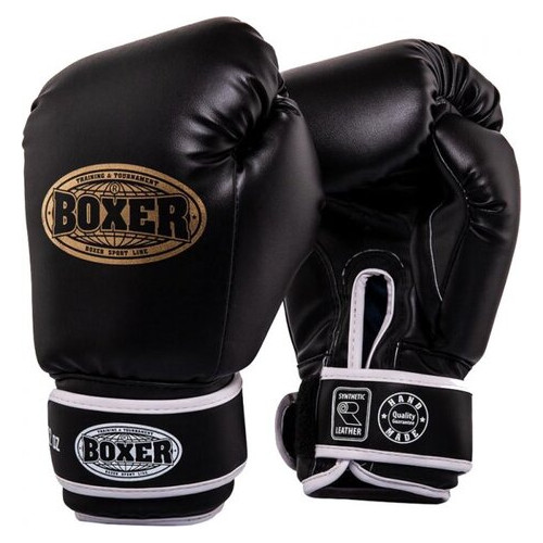 Боксерські рукавички Boxer чорні (2024-04BLK) фото №1