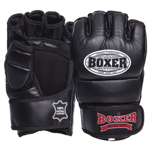Рукавички для змішаних єдиноборств MMA Boxer 5020 M Чорний (37588009) фото №7