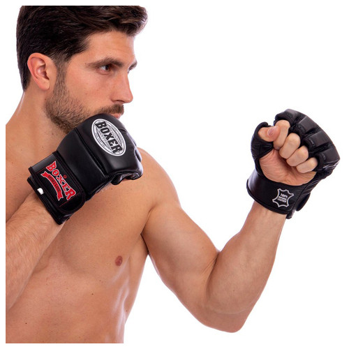 Рукавички для змішаних єдиноборств MMA Boxer 5020 M Чорний (37588009) фото №6