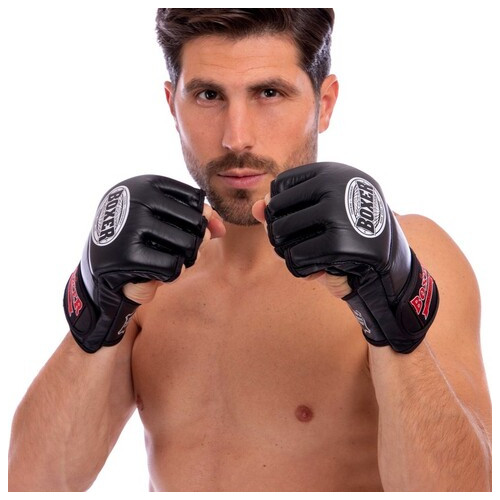 Рукавички для змішаних єдиноборств MMA Boxer 5020 M Чорний (37588009) фото №5